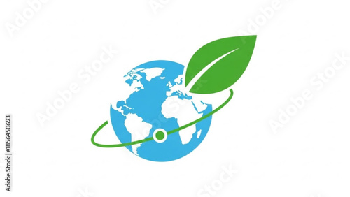 Earth globe with green leaf symbolizing eco friendly and environmental conservation