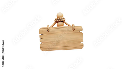 Wooden Signboard With Rope on transparent background