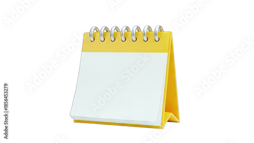 3D Blank Desk Calendar Yellow and White on transparent background