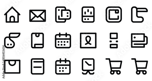 User interface and web navigation thick line icons set for digital application ui