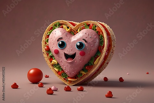 A cute heart shaped mask with a red ribbon creates a romantic holiday illustration and sweet celebration symbol for a happy Valentine's Day gift card design