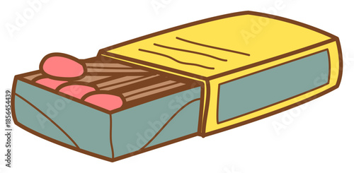 doodle illustration of matches with sticker style and recolorable