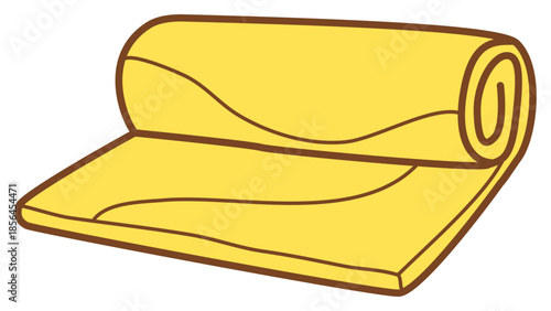 doodle illustration of sleeping mat with sticker style and recolorable