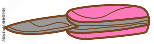 doodle illustration of pocket knife with sticker style and recolorable