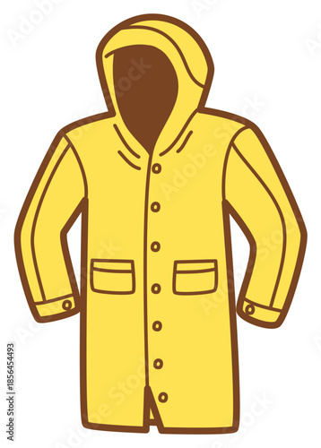 doodle illustration of raincoat with sticker style and recolorable