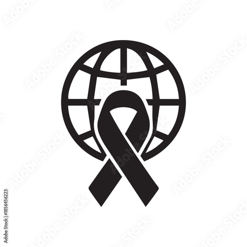 Global Unity Ribbon icon silhouette vector with white background

