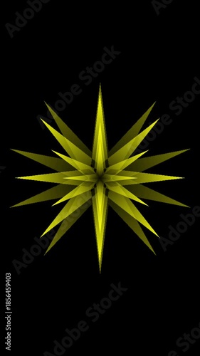 Abstract yellow light animation spinning with a black vertical screen
