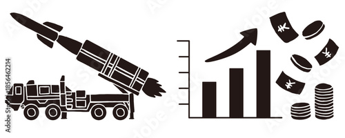 Missile and Defense Budget Vector Illustration – Military Spending and National Security Concept