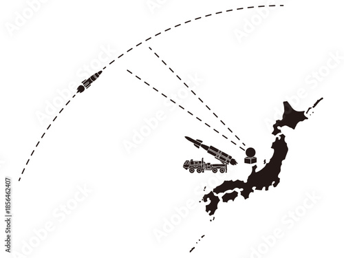 Japan Missile Defense Vector Illustration – National Security and Military Concept