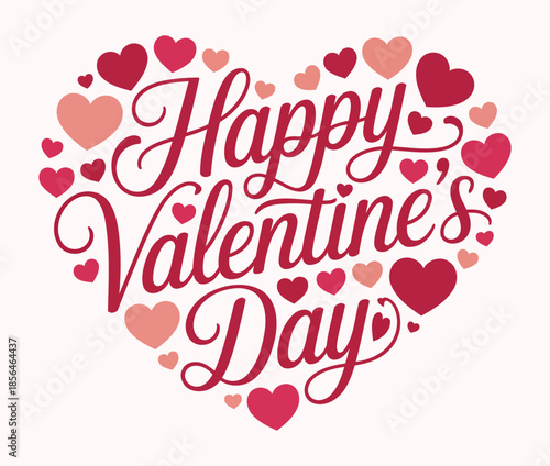 Happy Valentine's Day Heart Design with Colorful Hearts for Romantic Gifts