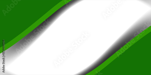 Latar belakang gelombang hijau modern dengan lengkungan halus, nada gradien, dan garis tipis putih dan hijau mengalir pada latar belakang putih bersih.