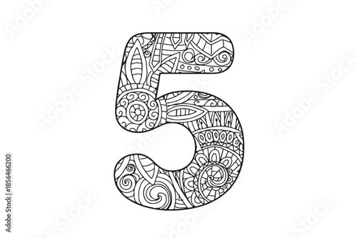 Stylic Numeric Number 5 vector illustration 