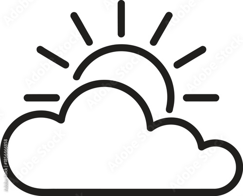 Partly Cloudy Line Icon. Weather, Sun, Forecast Outline Vector Illustration