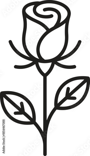 Rose Flower Line Icon. Floral, Love, Romantic, Botanical Outline Vector Illustration