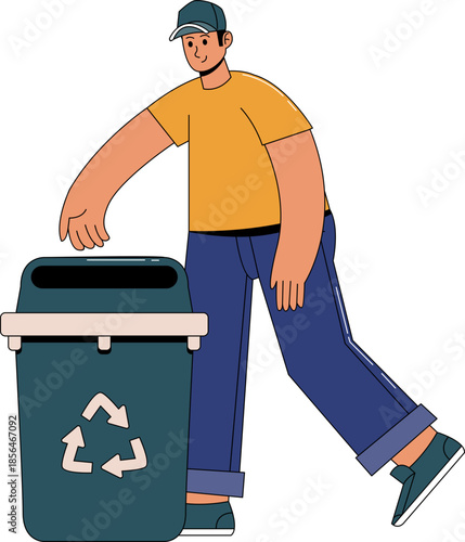 Illustration of Person Throwing Away Garbage