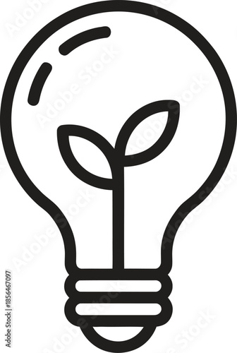 Eco Light Bulb Line Icon. Green Energy, Idea, Sustainability Outline Vector Illustration