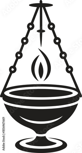 Religious Oil Lamp Line Icon. Faith, Worship, Sacred, Spiritual Outline Vector Illustration