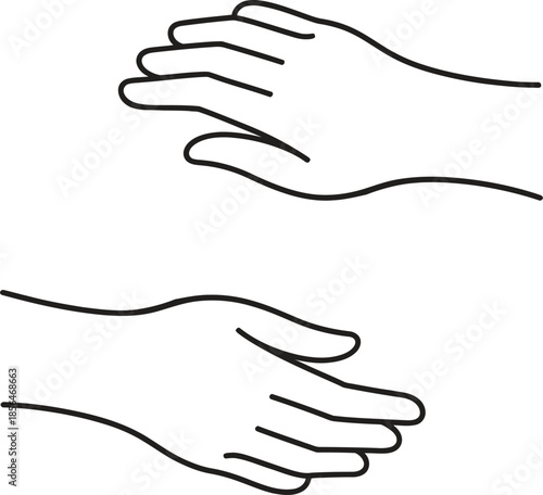 Helping Hands Line Icon. Support, Care, Cooperation, Charity Outline Vector Illustration