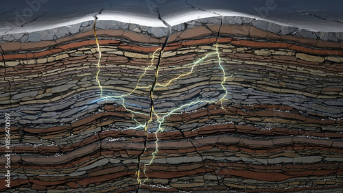 Earth Crust with Yellow and White Cracks