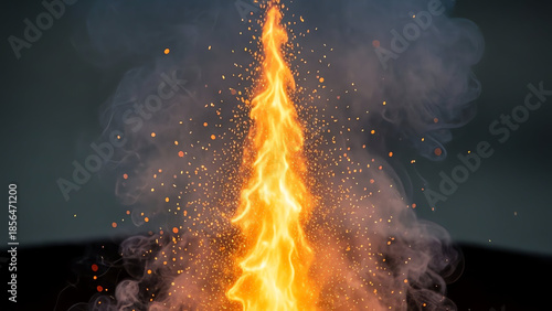 Fire Plume Sparks Shoot Up