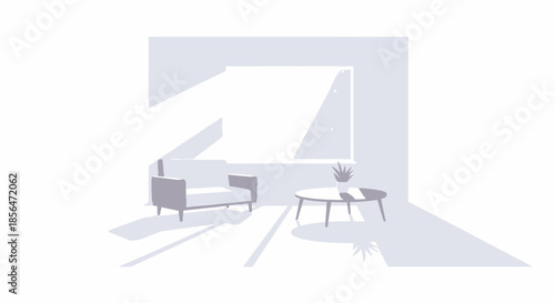 Modern living room with sofa and coffee table by window