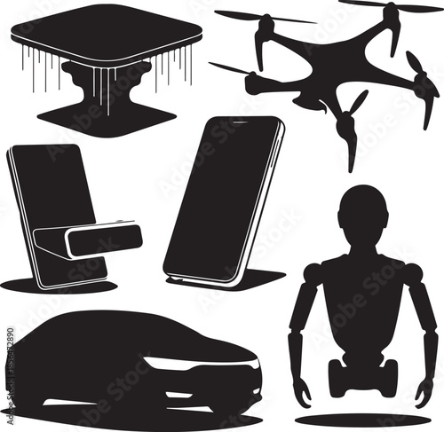 Modern technology and futuristic concepts with robot and devices