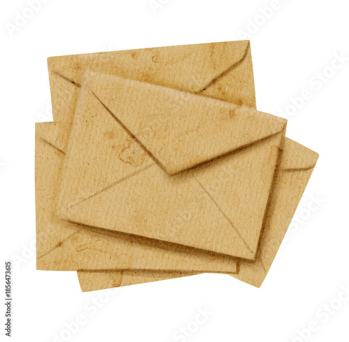 Illustration of stack of old brown paper envelopes