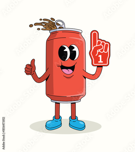 soda can foam hand groovy cartoon illustration