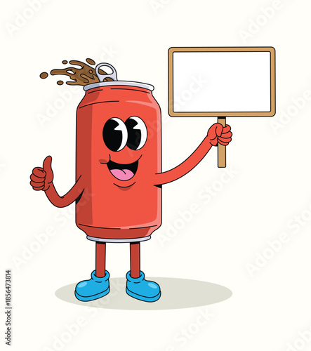 soda can blank board groovy cartoon illustration