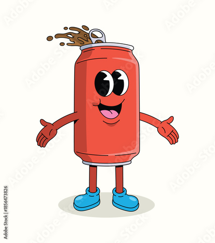 soda can groovy cartoon illustration