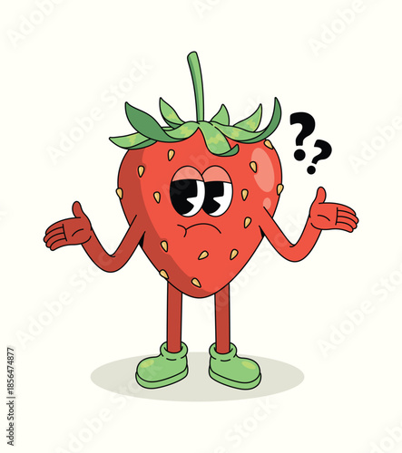 strawberry confused groovy cartoon illustration