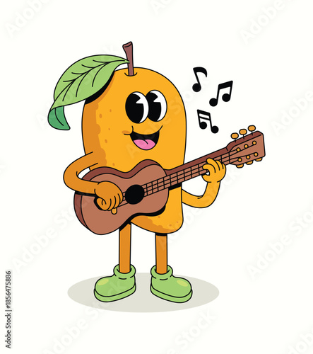 mango guitar groovy cartoon illustration