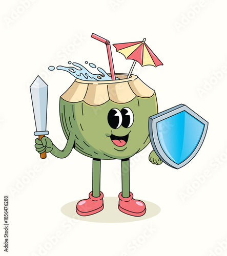 coconut knight groovy cartoon illustration
