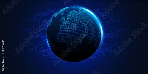 Global connection network background. World map. High-speed internet technology concept or fast wireless data transmission. modern internet network connection technology background