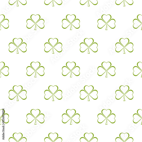 Three leaf clover seamless pattern isolated on white background