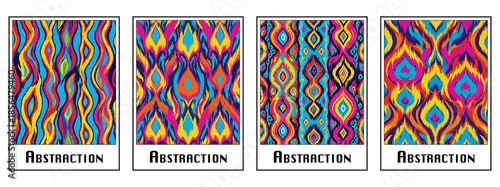 Abstract background in Ikat technique . Printable pattern for wall decorations.