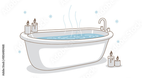 Relaxing bath with candles and warm water