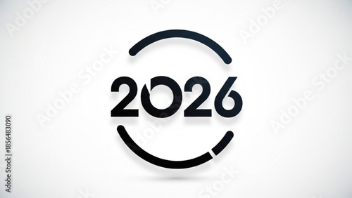 2026 logo design element with circular frame and bold typography on white background with subtle shadow effect