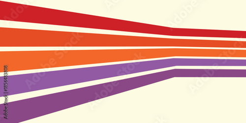 Abstract colorful 70s background vector. Vintage retro wallpaper with rainbow stripes and wavy lines. A 1970 color illustration suitable for posters, banners, decorative items and wall art.