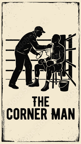 The Corner Man Vintage Boxing Poster Illustration