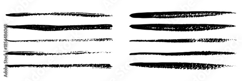 Straight line vector Asian ink brush strokes. Black hand drawn stripes, smears. Chinese, Japanese or  Korean calligraphy brushstrokes set. Rough grunge thick paint line texture. Vector sketch lines