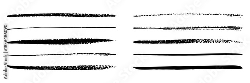 Straight line vector Asian ink brush strokes. Black hand drawn stripes, smears. Chinese, Japanese or  Korean calligraphy brushstrokes set. Rough grunge thick paint line texture. Vector sketch lines