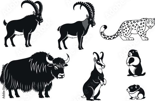 Wildlife Diversity A Vector Illustration of Mountain Animals
