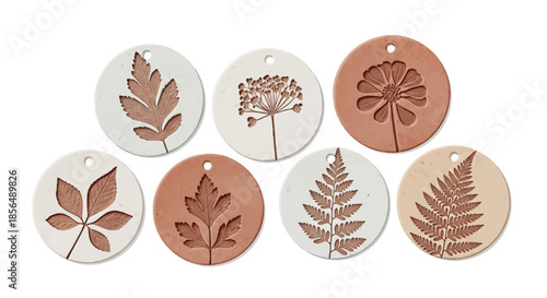 Beautiful clay pendants with intricate leaf and flower designs