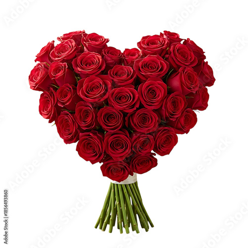 Heart rose bouquet love romance on transparent background
