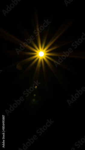 Abstract Natural Sun flare on the black