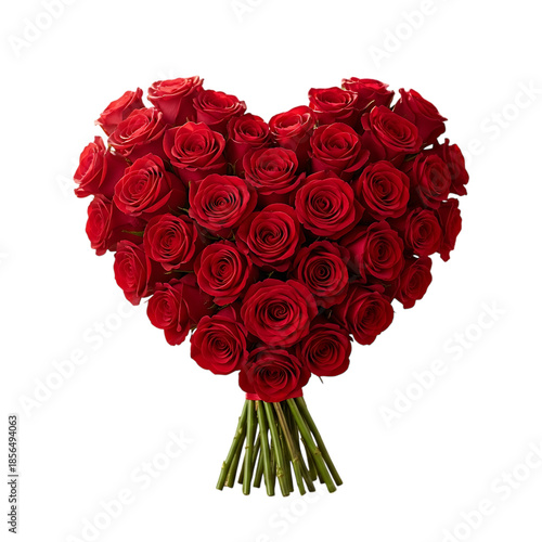 Heart roses bouquet love romance on transparent background