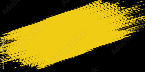 Abstract Black and Yellow Dirty Grunge Background with Halftone Effect. Sports Background with Brush Stroke Illustration