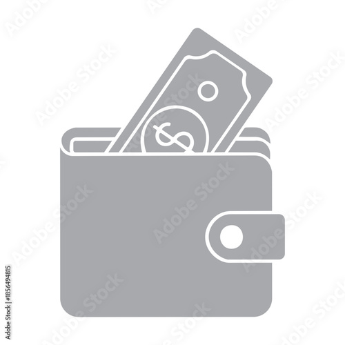 a simple icon of a wallet filled with cash and a closure snap