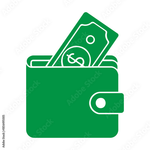 a simple icon of a wallet filled with cash and a closure snap